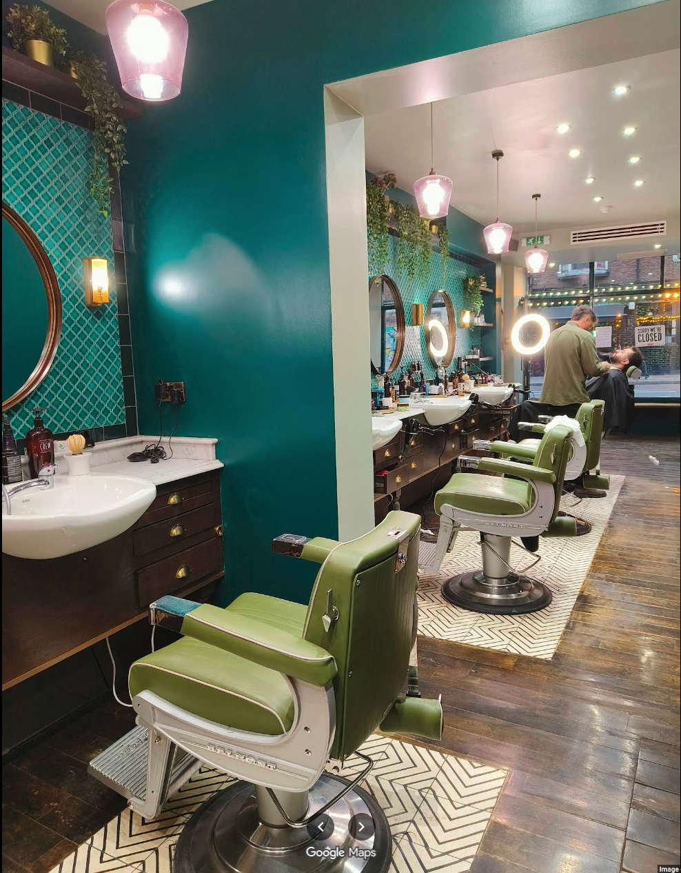 Baba Barbers interior with barber chairs